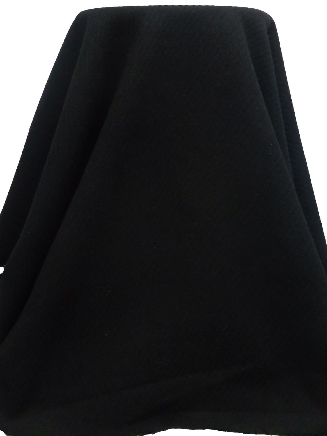 Ink Black Wool/Polyester Large Twill Weave Coating - NY Designer - 58W