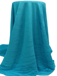 Dark Caribbean Blue Polyester/Lycra Pleated Knit - NY Designer - 56W