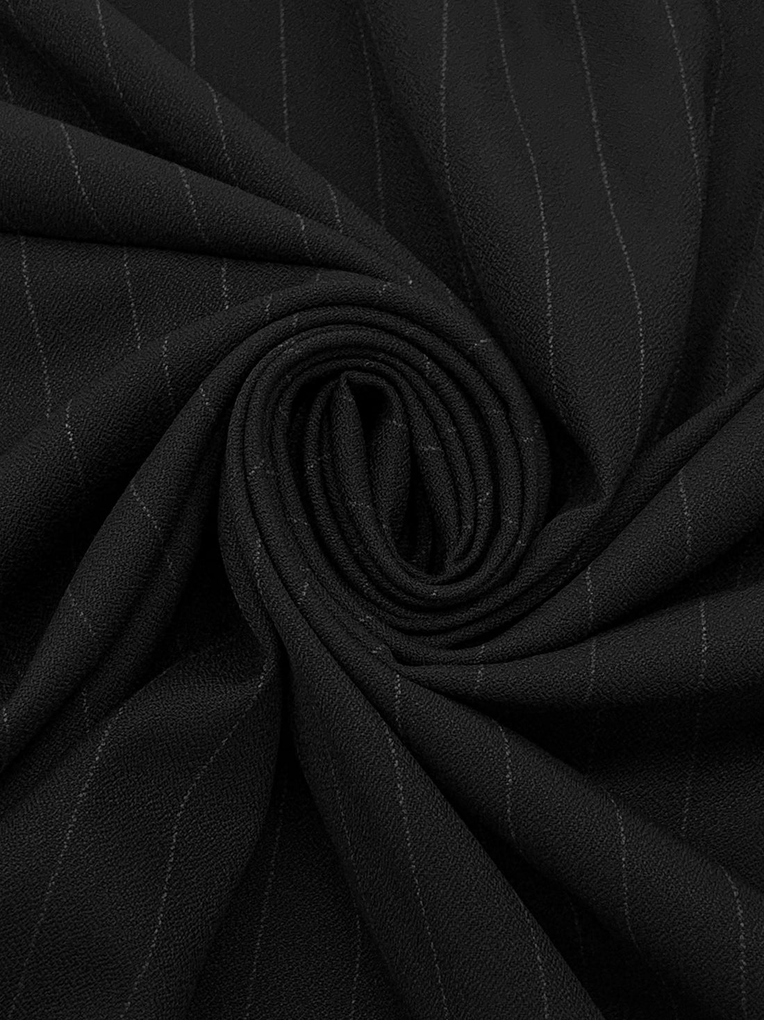 Black/Gray Wool/Polyester Vertical Stripe Crepe Suiting 60W