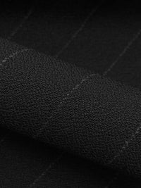 Black/Gray Wool/Polyester Vertical Stripe Crepe Suiting 60W