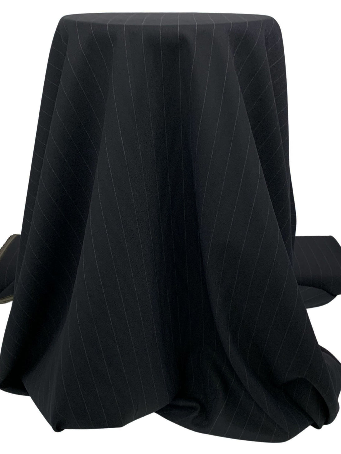 Black/Gray Wool/Polyester Vertical Stripe Crepe Suiting 60W