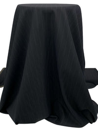 Black/Gray Wool/Polyester Vertical Stripe Crepe Suiting 60W