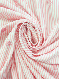 Dusty Rose/White 100% Rayon Vertical Novelty Stripe Print Sateen Challis - NY Designer - 56W