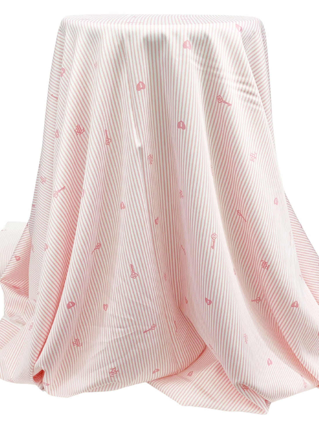 Dusty Rose/White 100% Rayon Vertical Novelty Stripe Print Sateen Challis - NY Designer - 56W