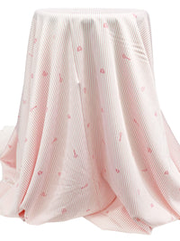 Dusty Rose/White 100% Rayon Vertical Novelty Stripe Print Sateen Challis - NY Designer - 56W