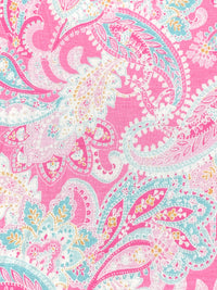 Charm Pink/White/Sky Blue/Multi Rayon/Lycra Stylized Paisley Print Jersey Knit - NY Designer - 62W