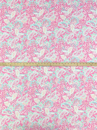 Charm Pink/White/Sky Blue/Multi Rayon/Lycra Stylized Paisley Print Jersey Knit - NY Designer - 62W