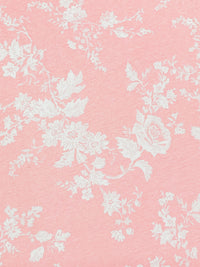 Champagne Pink/White 100% Cotton Floral Print Jersey Knit - NY Designer - 62W