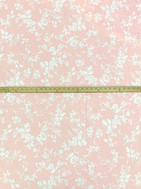 Champagne Pink/White 100% Cotton Floral Print Jersey Knit - NY Designer - 62W