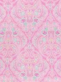 Orchid Pink/White/Turquoise/Multi Rayon/Lycra Ornate Paisley Medallion Print Jersey Knit - NY Designer - 62W