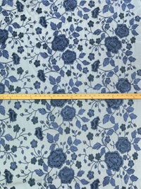 French Sky Blue/Navy/Slate 100% Nylon Embroidered Floral Netting - NY Designer - 58W