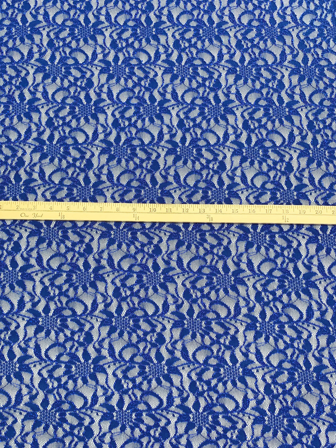 Ultramarine Blue Nylon/Lycra Floral Design Stretch Lace Netting - NY Designer - 56W