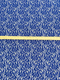 Ultramarine Blue Nylon/Lycra Floral Design Stretch Lace Netting - NY Designer - 56W