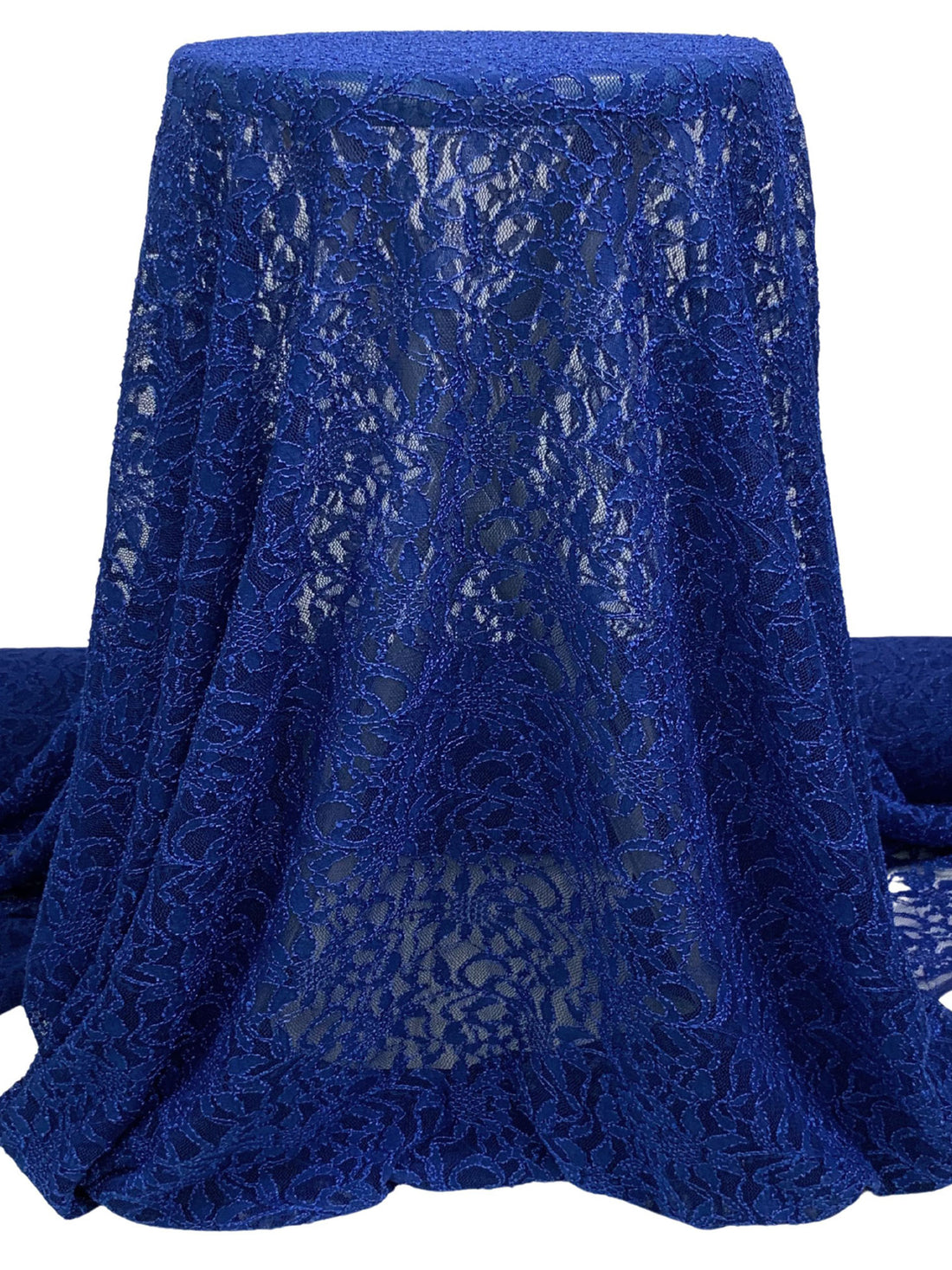 Ultramarine Blue Nylon/Lycra Floral Design Stretch Lace Netting - NY Designer - 56W