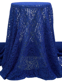 Ultramarine Blue Nylon/Lycra Floral Design Stretch Lace Netting - NY Designer - 56W