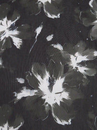 White/Black/Dim Gray Nylon/Lycra Floral Print Mesh Knit - NY Designer - 58W