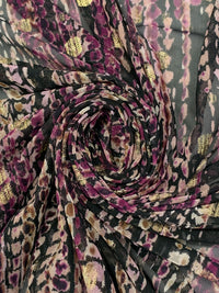 Gold/Queen Pink/Black Nylon/Lycra Abstract Dot Print Mesh Knit 52W