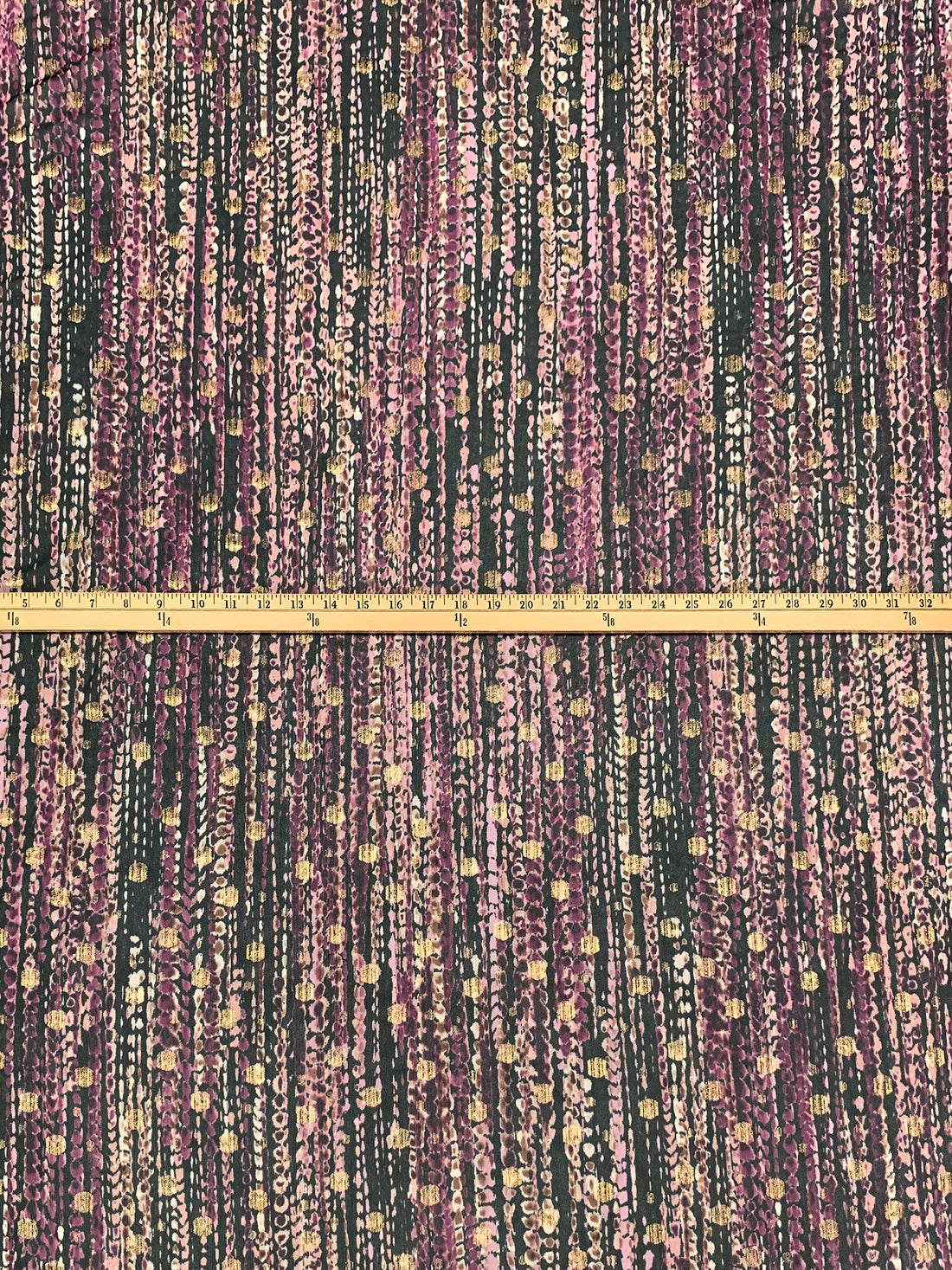 Gold/Queen Pink/Black Nylon/Lycra Abstract Dot Print Mesh Knit 52W