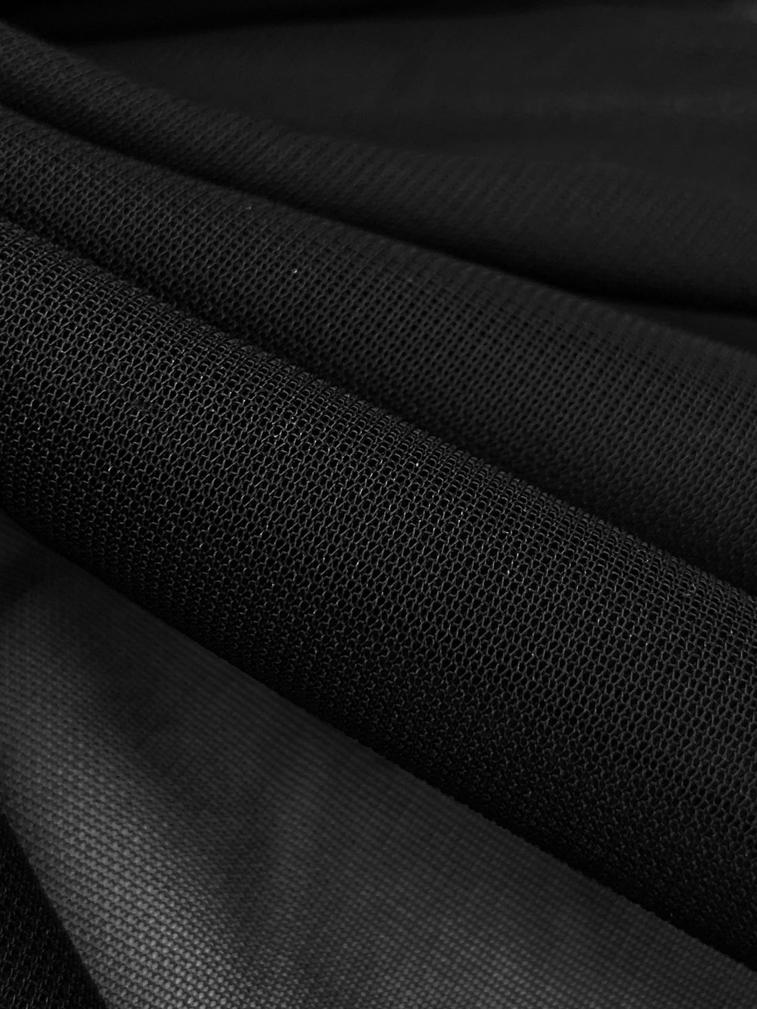 Black Nylon/Lycra Sheer Mesh Knit Lining - NY Designer - 58W