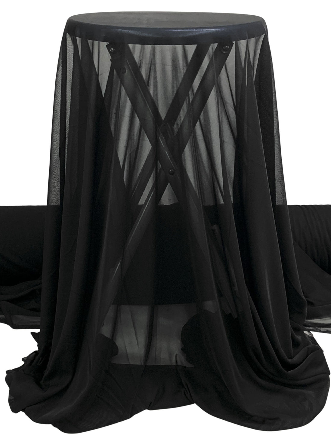 Black Nylon/Lycra Sheer Mesh Knit Lining - NY Designer - 58W