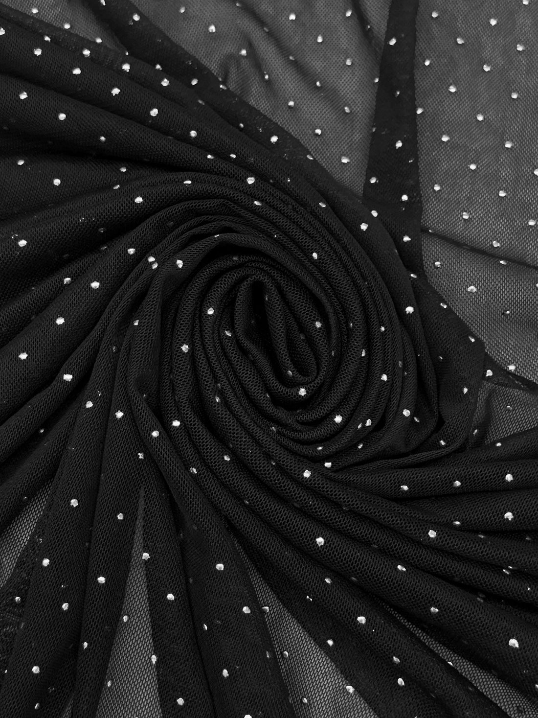 Black/Silver Nylon/Lycra Nail Head Mesh Knit - NY Designer - 58W