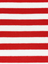 Red/White Cotton/Polyester Horizontal Stripe Jersey Knit 59W