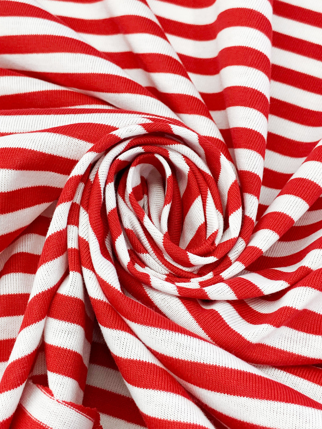 Red/White Cotton/Polyester Horizontal Stripe Jersey Knit 59W