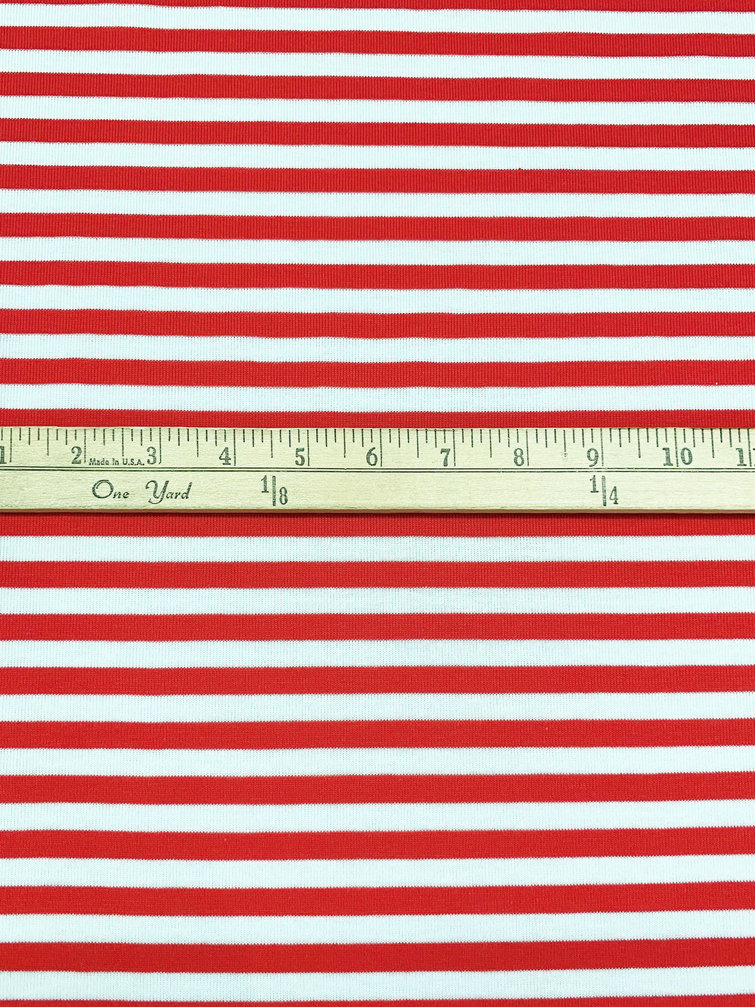 Red/White Cotton/Polyester Horizontal Stripe Jersey Knit 59W