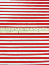 Red/White Cotton/Polyester Horizontal Stripe Jersey Knit 59W
