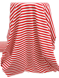 Red/White Cotton/Polyester Horizontal Stripe Jersey Knit 59W