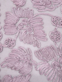 Light Dusty Lilac Nylon/Lycra Abstract Floral Soutache Mesh Knit - NY Designer - 56W