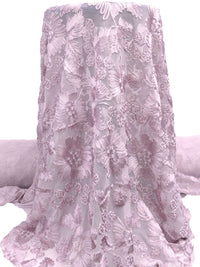 Light Dusty Lilac Nylon/Lycra Abstract Floral Soutache Mesh Knit - NY Designer - 56W