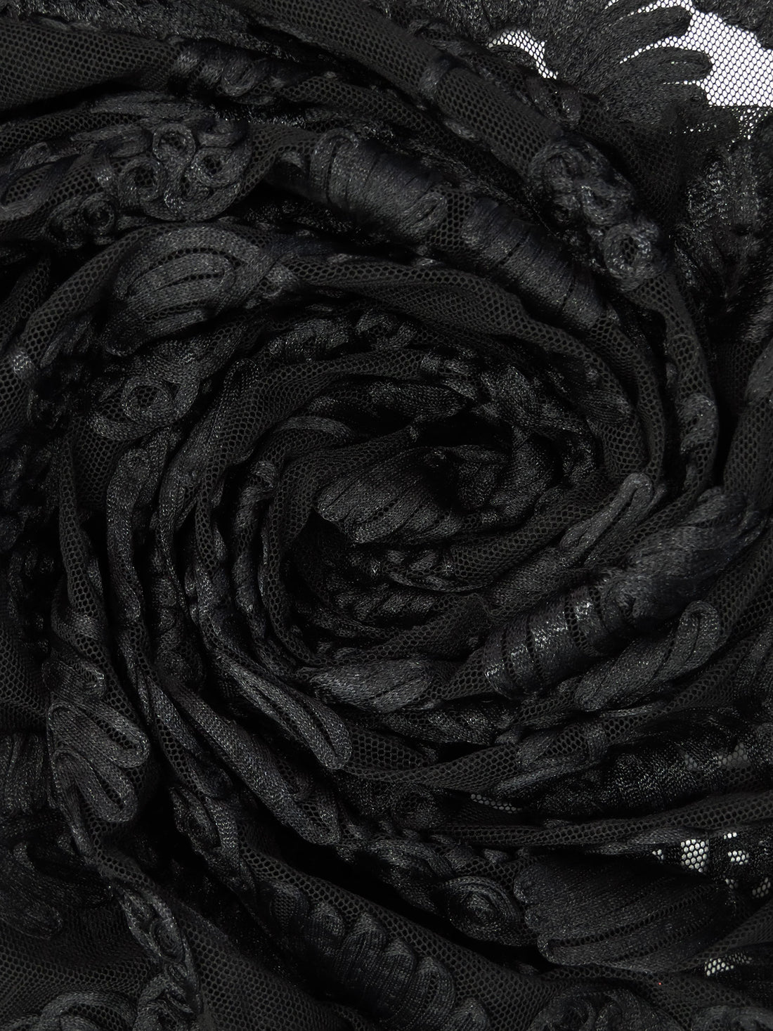 Raven Black Nylon/Lycra Abstract Floral Soutache Mesh Knit - NY Designer - 56W