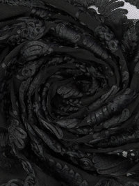 Raven Black Nylon/Lycra Abstract Floral Soutache Mesh Knit - NY Designer - 56W
