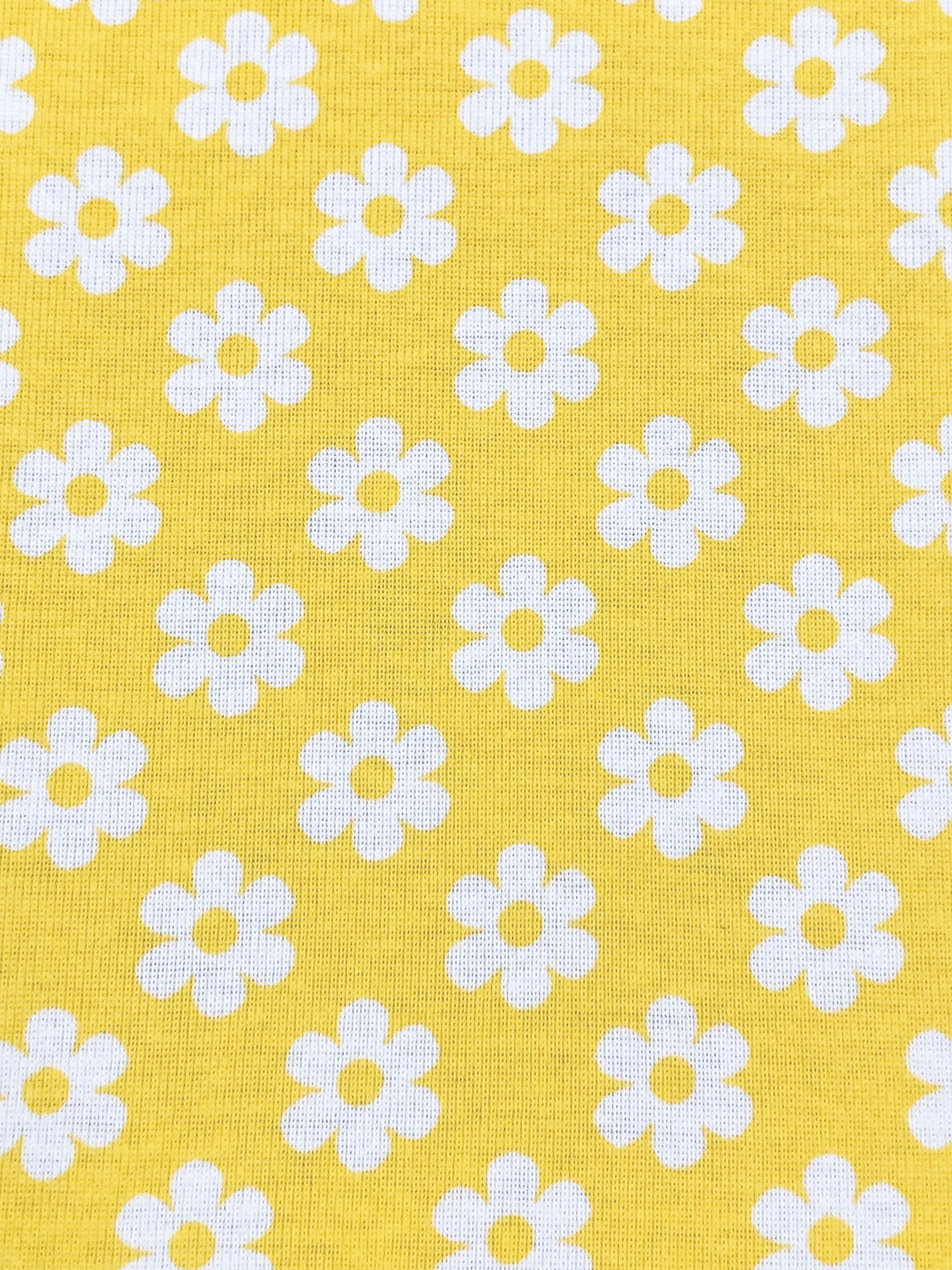 DAISY LIN REIJYO STYLE Soft Yellow42 中古 Sun Yellow/White 100% Cotton Retro Daisy Print Interlock Knit 56W