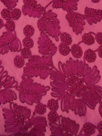 Dark Raspberry Nylon/Lycra Abstract Floral Soutache Mesh Knit - NY Designer - 56W