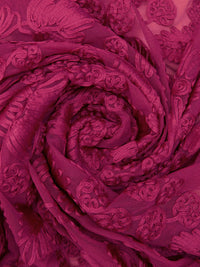Dark Raspberry Nylon/Lycra Abstract Floral Soutache Mesh Knit - NY Designer - 56W