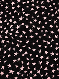 Black/Light Pink Rayon/Lycra Scattered Stars Print Jersey Knit - NY Designer - 64W