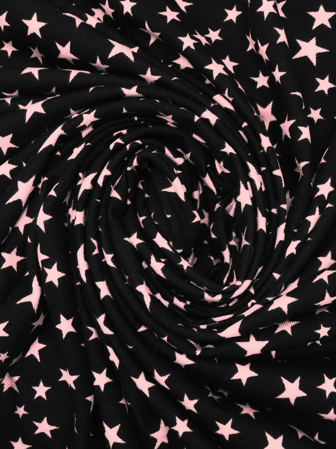Black/Light Pink Rayon/Lycra Scattered Stars Print Jersey Knit - NY Designer - 64W