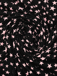 Black/Light Pink Rayon/Lycra Scattered Stars Print Jersey Knit - NY Designer - 64W