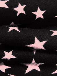 Black/Light Pink Rayon/Lycra Scattered Stars Print Jersey Knit - NY Designer - 64W