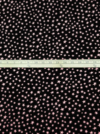 Black/Light Pink Rayon/Lycra Scattered Stars Print Jersey Knit - NY Designer - 64W