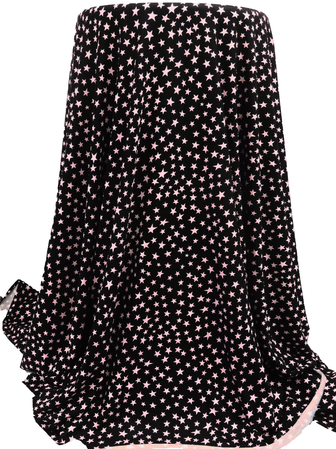 Black/Light Pink Rayon/Lycra Scattered Stars Print Jersey Knit - NY Designer - 64W