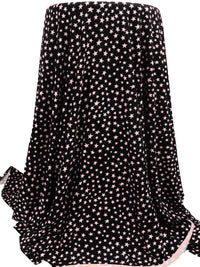Black/Light Pink Rayon/Lycra Scattered Stars Print Jersey Knit - NY Designer - 64W