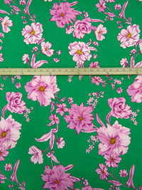 Lotion Pink/North Texas Green/Fandango/Multi Rayon/Lycra Large Floral Print Jersey Knit - NY Designer - 62W