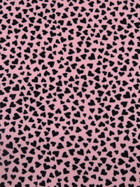 Soft Pink/Black Polyester/Lycra Small Hearts Print Double Brushed Knit - NY Designer - 65W