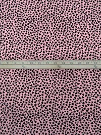 Soft Pink/Black Polyester/Lycra Small Hearts Print Double Brushed Knit - NY Designer - 65W