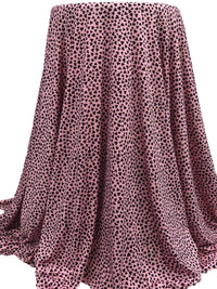 Soft Pink/Black Polyester/Lycra Small Hearts Print Double Brushed Knit - NY Designer - 65W