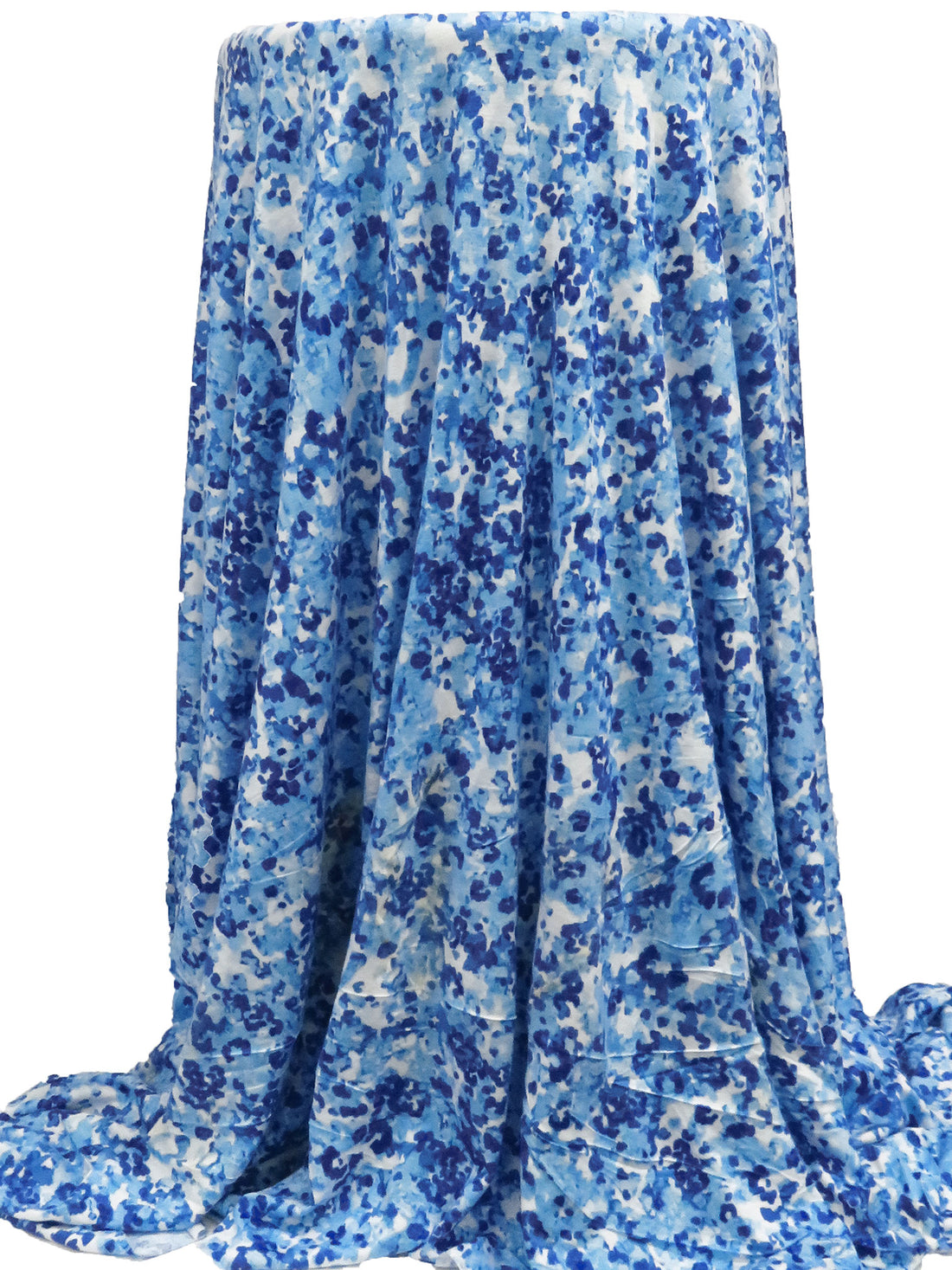 Dark Cornflower/White/Baby Blue Rayon/Lycra Abstract Print Jersey Knit - NY Designer - 64W