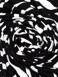 Black/White Polyester/Lycra Leaf Silhouette Print Double Brushed Knit - NY Designer - 64W